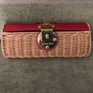 Vintage Michael Kors Red and Wicker Clutch